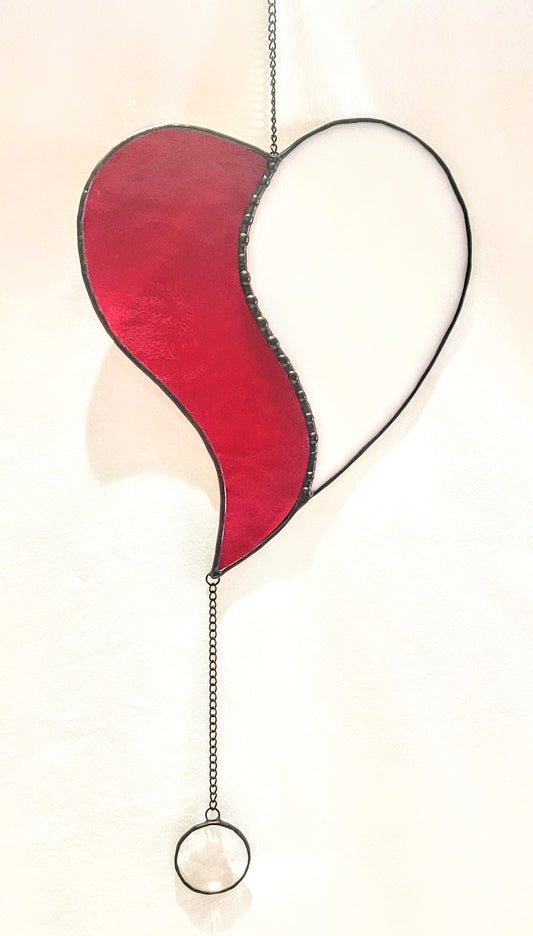 Stained-Glass Suncatcher-Ying Yang Heart