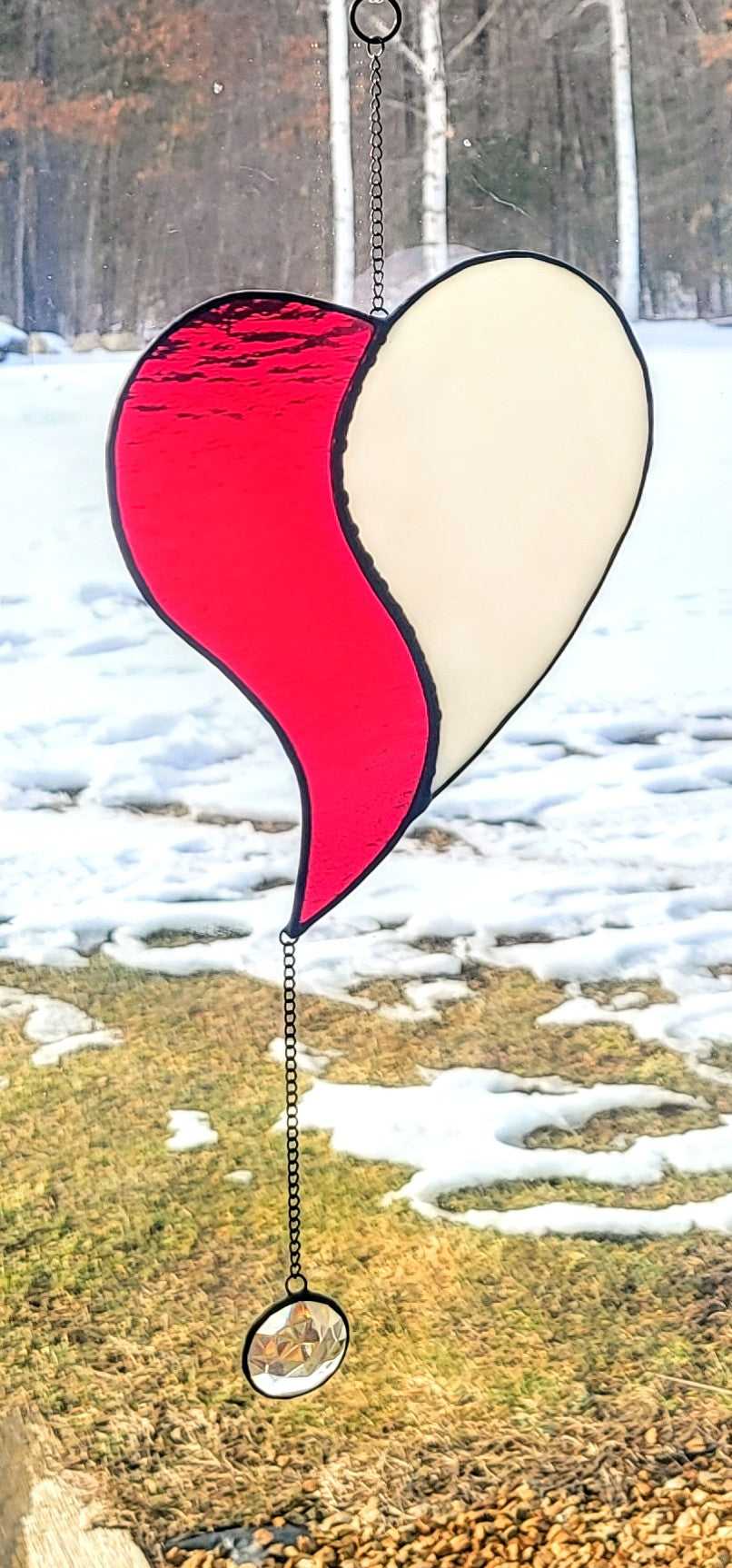 Stained-Glass Suncatcher-Ying Yang Heart