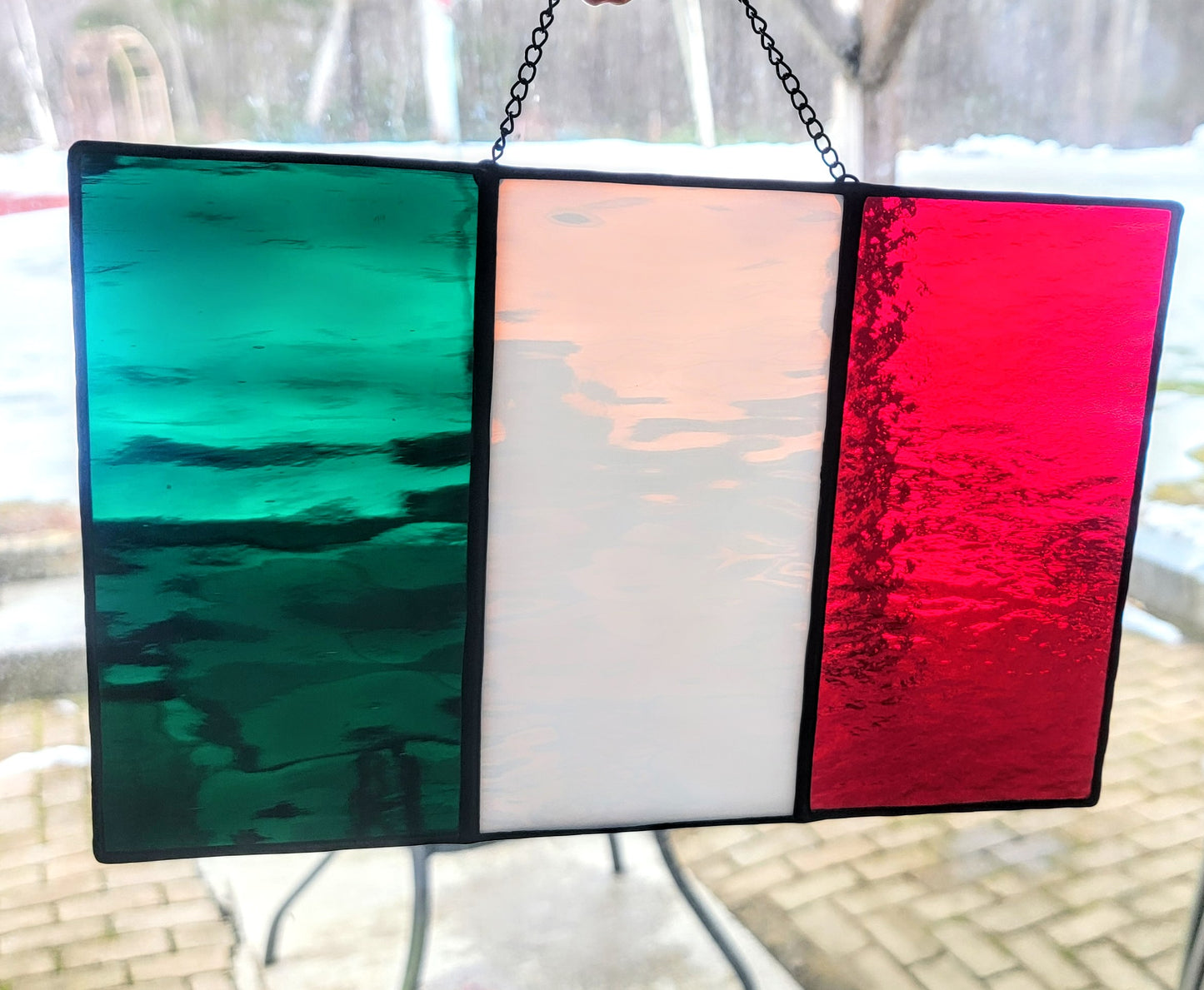 Stained-Glass Panel / Suncatcher- Italian Flag