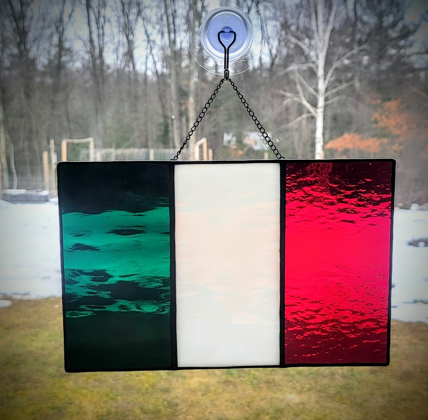 Stained-Glass Panel / Suncatcher- Italian Flag