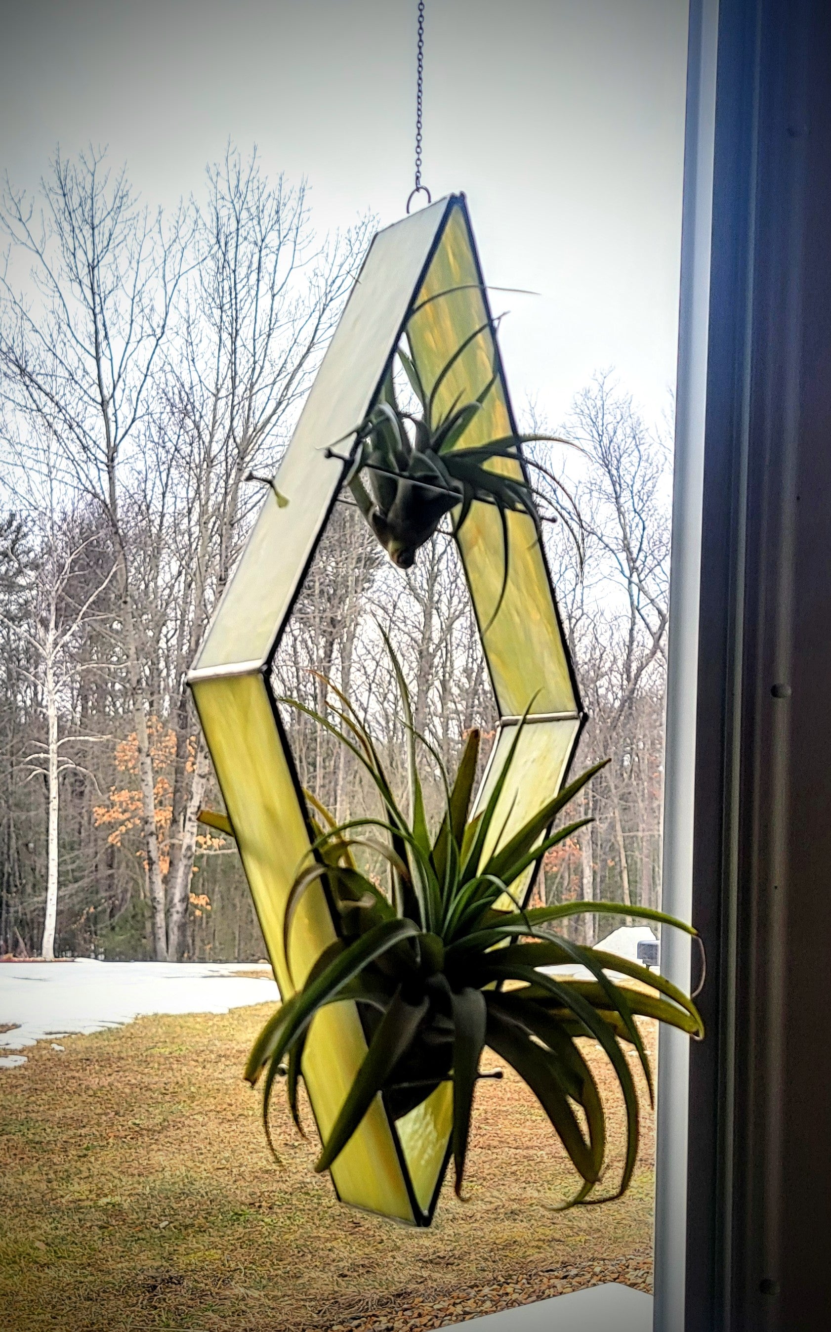 glass air plant hangers Stained-Glass Air Plant Hanger- Diamond – Stained Glass Gardens & More