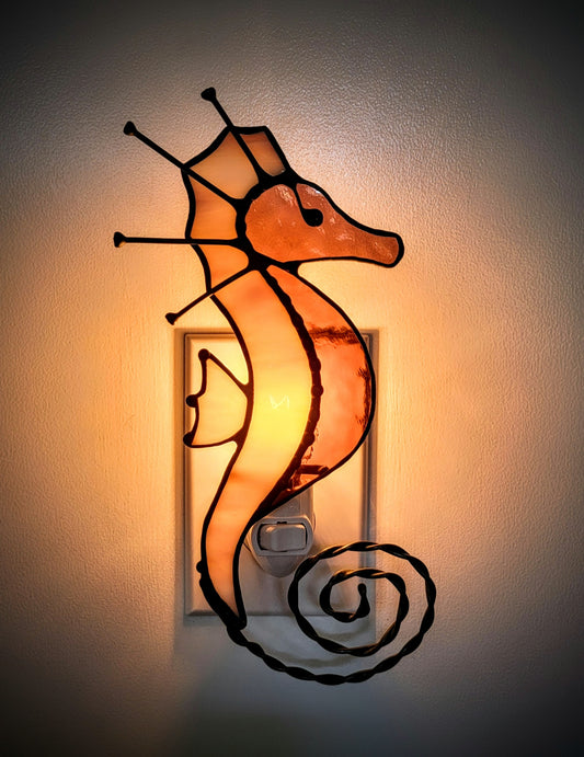 Night-Light, Stained-Glass Seahorse