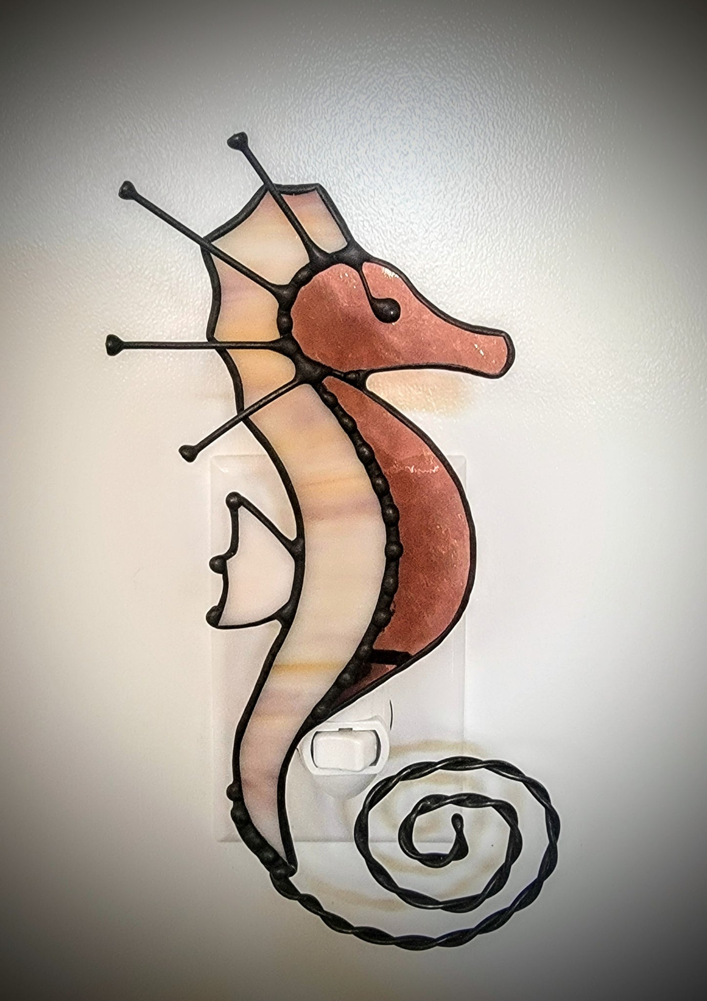 Night-Light, Stained-Glass Seahorse