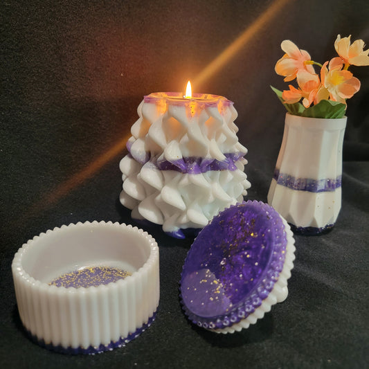 Resin Set, Large Candle Holder / Tealight, Flower Vase, Storage Jar