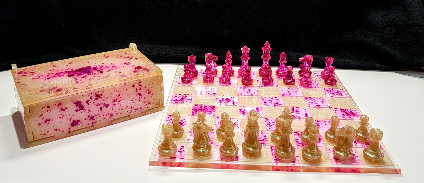 Resin Chess Board with Resin Storage Box