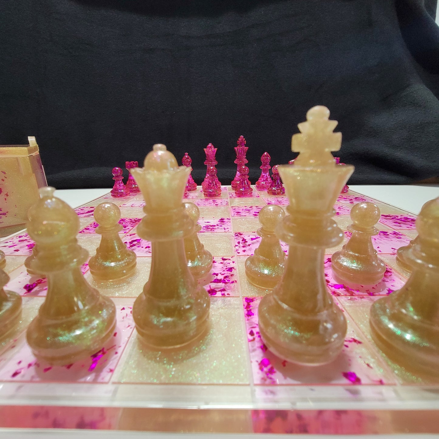 Resin Chess Board with Resin Storage Box