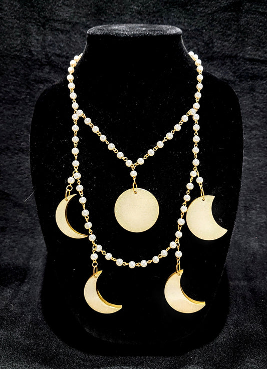 Resin Jewelry Set- Five Moon Necklace and Bracelet