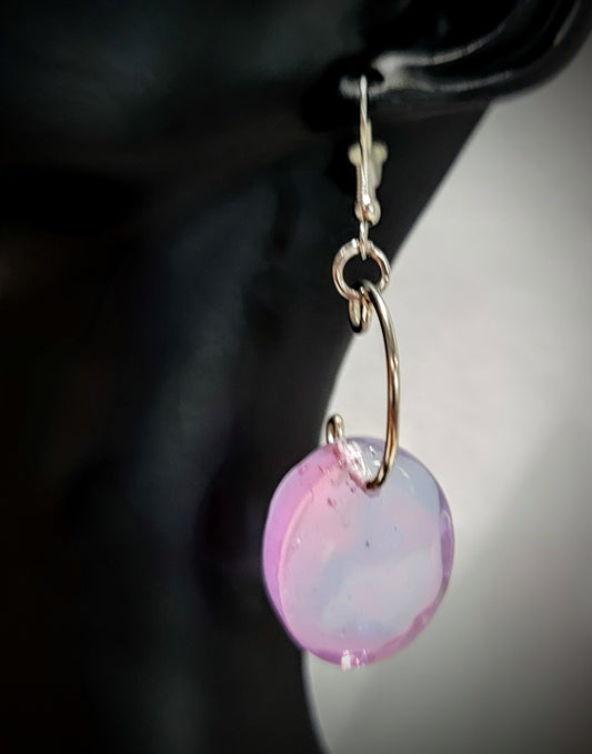 Resin Jewelry- Pink and Blue Oval Earrings