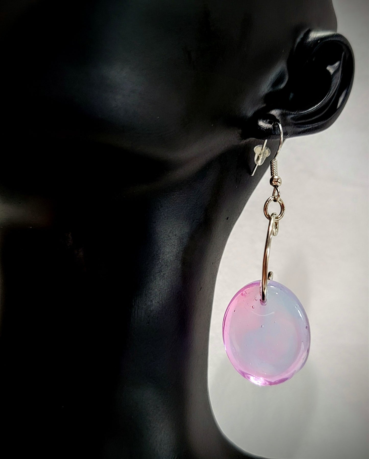 Resin Jewelry- Pink and Blue Oval Earrings