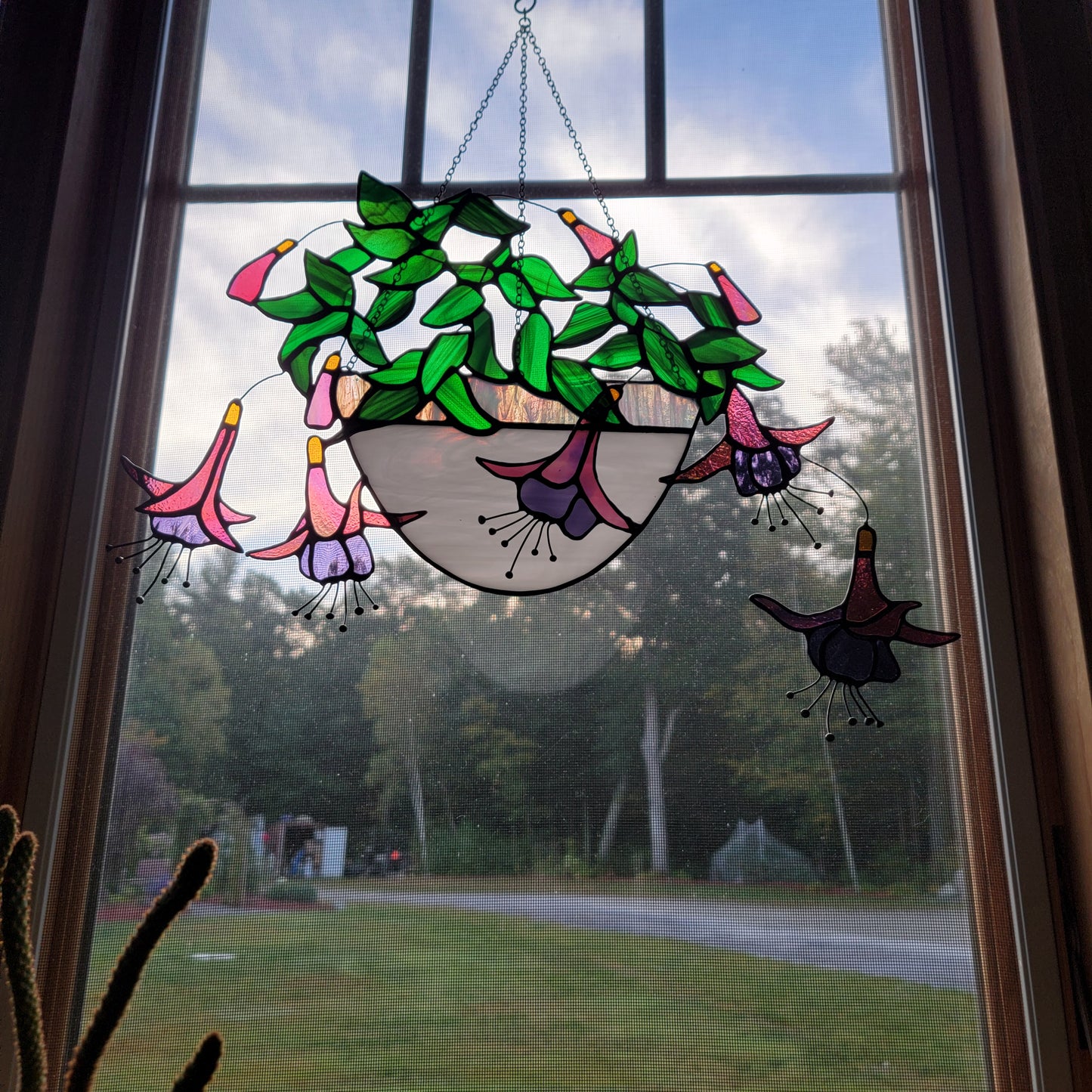 Fuscia Plant Stained-Glass Suncatcher