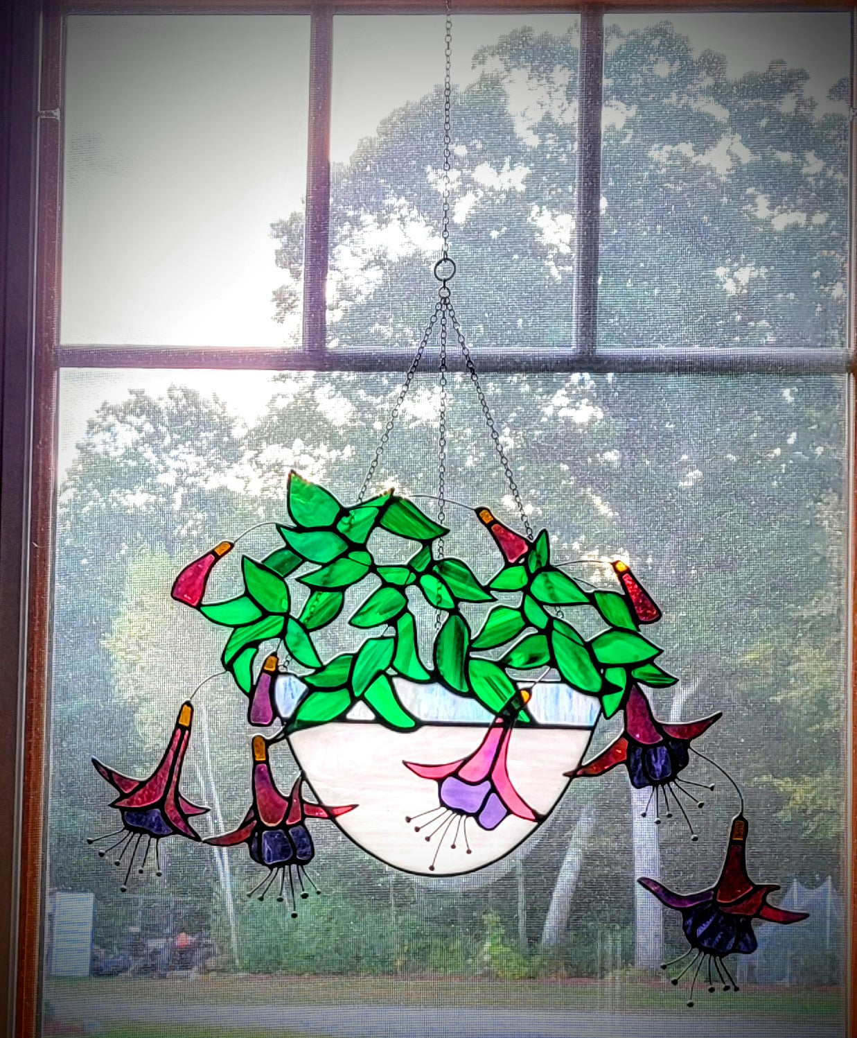 Fuscia Plant Stained-Glass Suncatcher