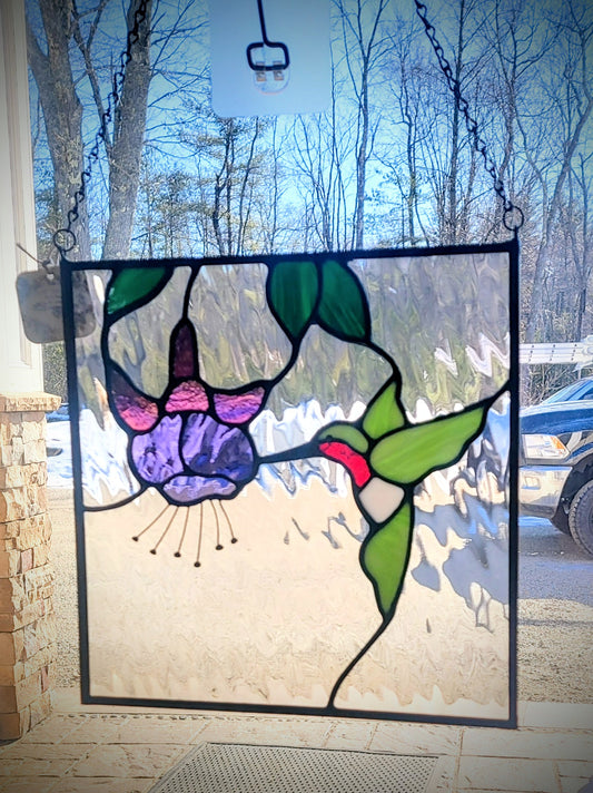 Stained-Glass Hummingbird Panel