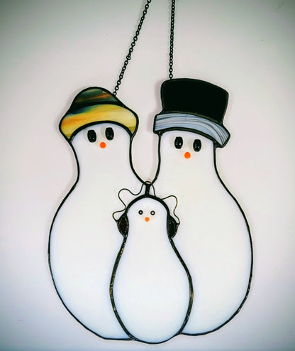 Stainedglass Snowman Family