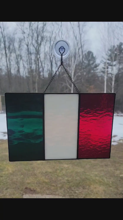 Stained-Glass Panel / Suncatcher- Italian Flag
