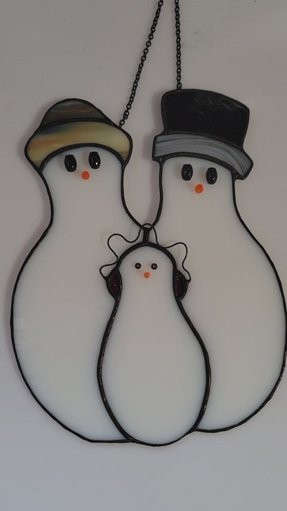Stainedglass Snowman Family