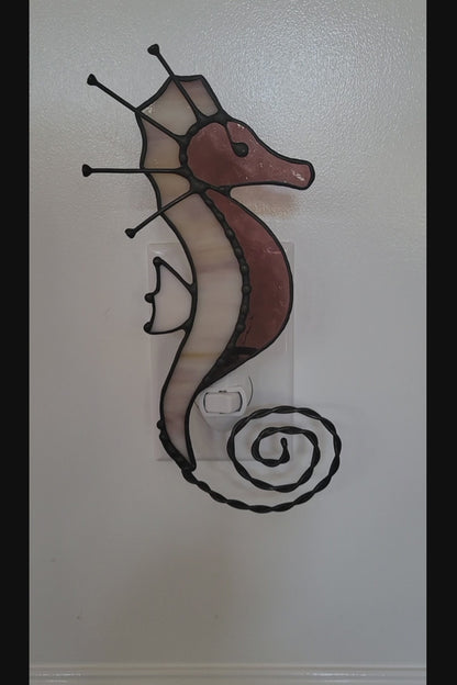 Night-Light, Stained-Glass Seahorse